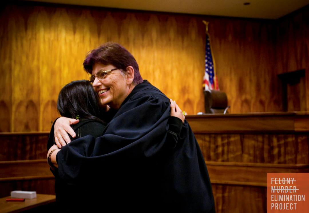 Judge Karen Radius embraces a Girls Court client