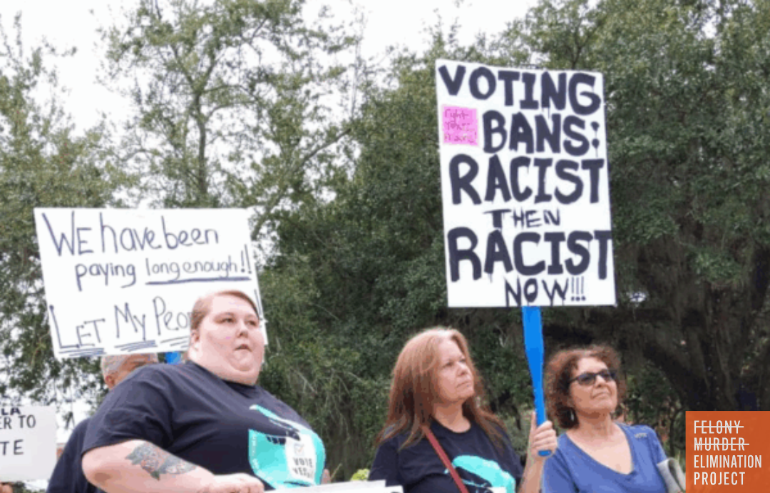 Protestors demonstrating against Virginia's Felony Disenfranchisement Law at the Capitol building in Richmond, VA (Photo: Alicia Vera/ACLU)