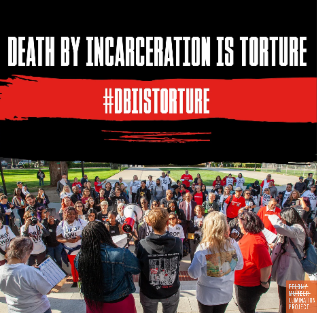 Speakers at a gathering protesting Life Without Parole/Death by Incarceration sentences (Photo: Drop LWOP Coalition) - Death by Incarceration is Torture - #DBIIsTorture