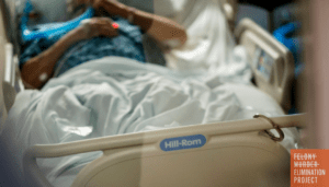 An incarcerated person is shackled to a bed while being treated in the intensive care unit at Kent Hospital in Warwick, RI (Photo: David Goldman, Associated Press)