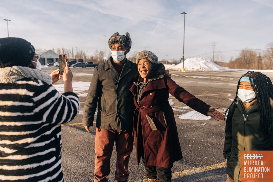Renay Lynch, featured in the Innocence Project's short film "What I Didn't Know,: takes a picture with her son after being freed in January 2024. (Photo: Jeenah Moon/Innocence Project)